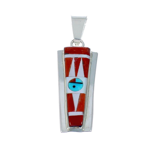 Zuni Multicolor Inlay Sterling Silver Sun Pendant NX11700